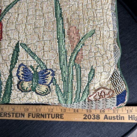 Dragonfly Tapestry Throw Accent Pillows Set Of 2 Cattail Butterfly 16"x12" - Picture 5 of 6